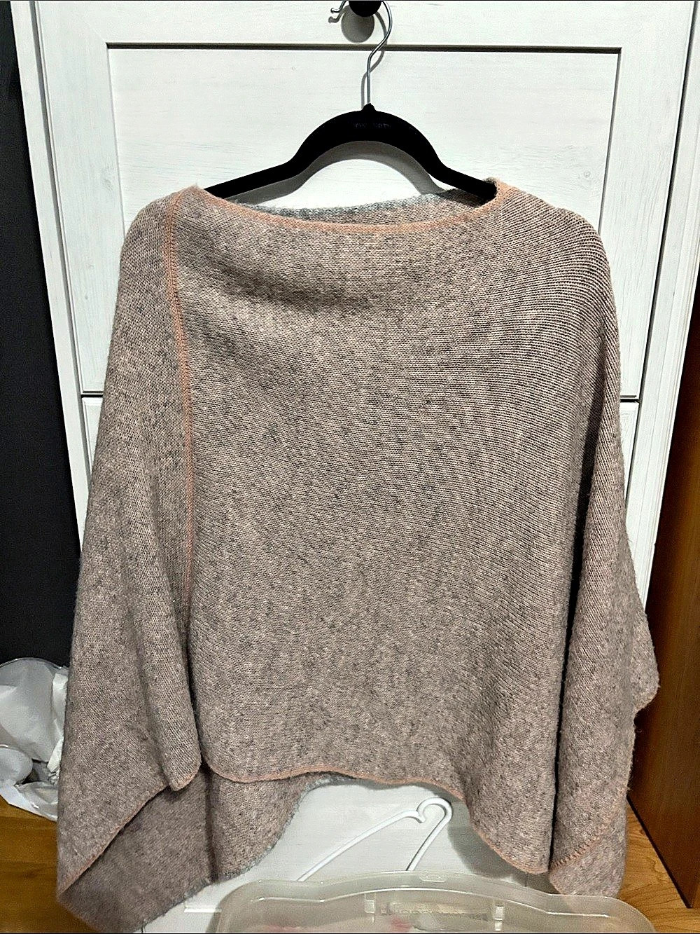 Pink and grey poncho style Relaxed Sweater Like New